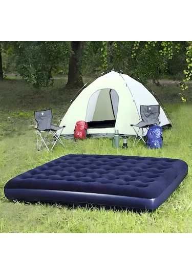 Çift Kişilik 190x130x22 Cm Kamp Tatil Şişme Yatak Kamp Yatağı Lacivert
