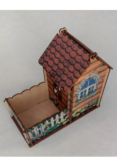 Woodiks Çay Evi Renkli Baskı Daire Şeklinde Yapılmıştır. 222574123 Bej