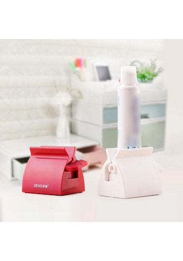 Kırmızı Banyo Aksesuarları Seti Haddeleme Diş Macunu Sıkacağı Tüp Diş Macunu Diş Macunu Sıkacağı Dağıtıcı Yaratıcı Diş Macunu Tutucu Kırmızı