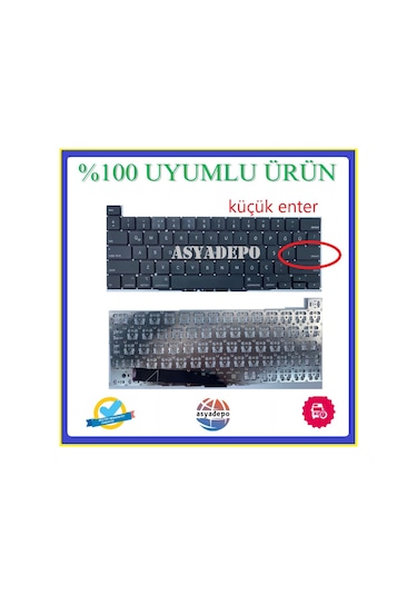 Apple Uyumlu MacBook Pro A2141 Klavye Tr Küçük Enter