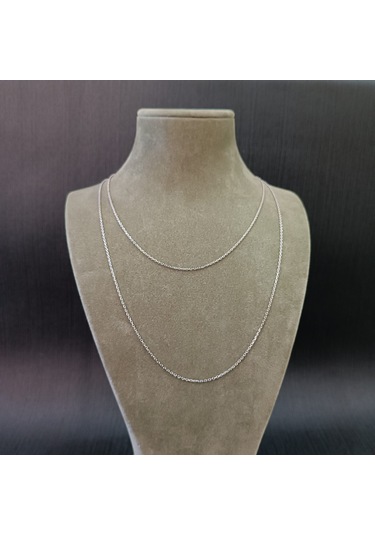 925 Ayar Gümüş Kolye Zinciri Model1 - Gümüş Renk -44cm Gümüş