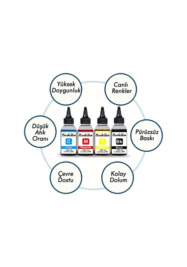For Epson Claria ve L Serisi Yazıcılara Uyumlu 4X100 ML Mürekkep