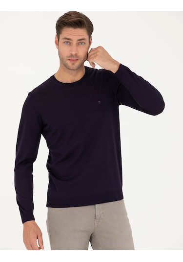 Pierre Cardin Erkek Mor Triko Kazak 50270054-vr038 Mor