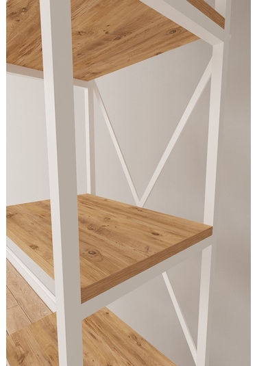 Nilamu Atlantik Çam Elbise Dolabı Metal Gövdeli Açık Askılık & Organizer Dolap 175 170 34 Cm Atlantik Çam