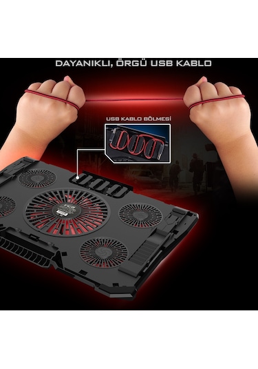 Inca INC-611 GMS Arrax 5 Fanlı 13" - 17" Gaming Notebook Soğutucu
