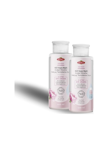 Otacı Gül Suyu Bazlı Doğal Micellar Makyaj Temizleme Suyu 2 x 400 ML