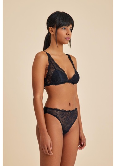 Roma Siyah Balensiz Dantelli Üçgen Bralet Sütyen Külot Takım siyah