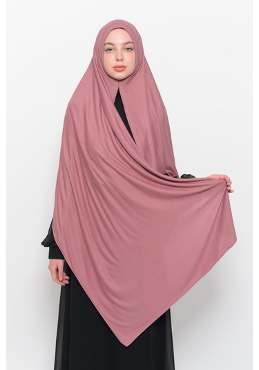 Hazır Pratik Geçmeli Lüks Düz Penye Şal Çapraz Hizalı Gül Kurusu