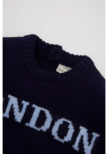 DeFacto Erkek Bebek Lacivert Baskılı Triko Kazak C8867A524WNNV256 Lacivert