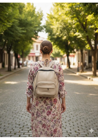 Newish Polo Donna Model Sırt Çantası-yıkama Suni Deri Krem