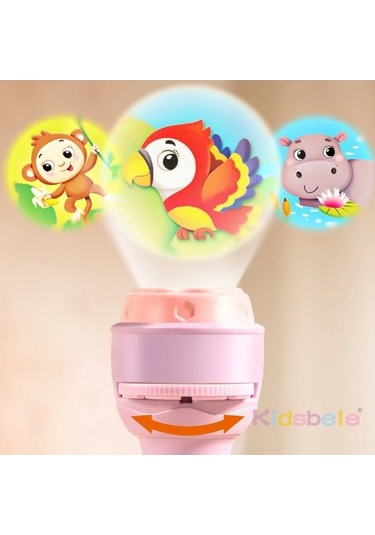 Gebibd Karikatür El Feneri 80 Desen 3d Proje Oyuncak Çocuklar İçin Mavi Mor