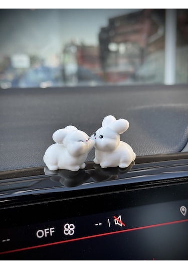 Tatlı Tavşan Çift Araba Dikiz Aynası Süsü Torpido Süsü - Minik Tavşan Çift Sevgiliye