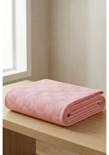 %100 Pamuk Dama Desenli Tek Kişilik Pike Pembe 160x230