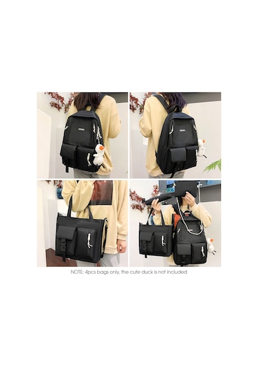 4 Adet Tuval Sırt Çantası Combo Set Crossbody Çanta Mor Mor