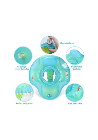 Qingmipy "swimbobo Bebek Yüzme Simidi - 1-6 Yaş İçin Nefes Alabilir Koltuklu Şişme Havuz Simidi" Mavi