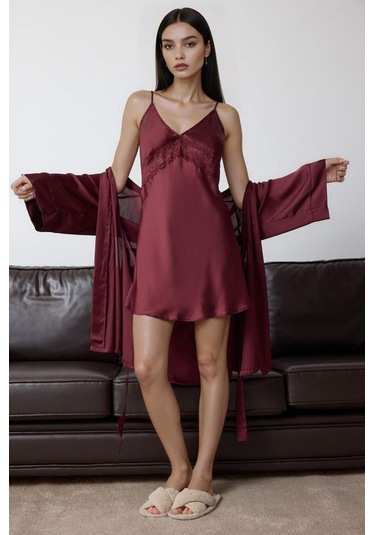 Defacto Regular Fit V Yaka Saten Askılı Gecelik-fall İn Love G1669ax25aubr210 Bordo-br210 Defacto Regular Fit V Yaka Saten Askılı Gecelik-fall İn Love G1669ax25aubr210 Bordo-br210