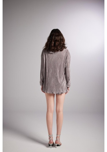 Holly Lolly Düğme Kapamalı Comfy Oversize Gömlek Vizon