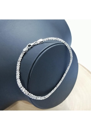 Omar Silver Erkek Kral Yassı Ezme Balık Sırtı 925 Ayar Gümüş Bileklik