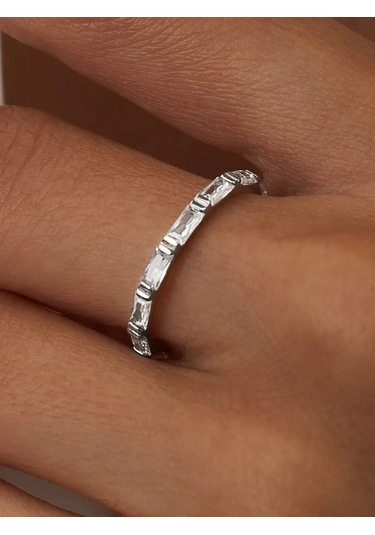 Marıola İnce Yüzük Yol Yapısı 925 Gümüş Ve Zirkonlardan 264680373 Gümüş