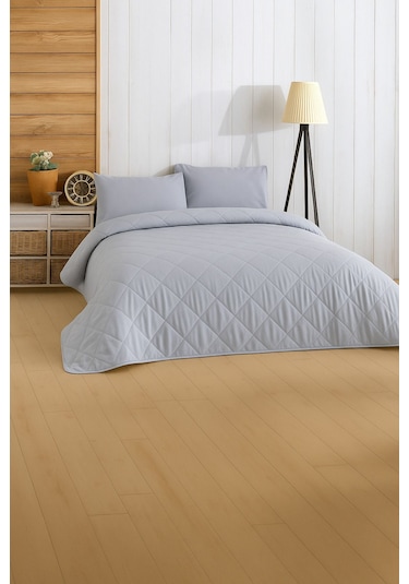 Formeya Gri Çift Kişilik Pike Çok Amaçlı Yatak Örtüsü Gri