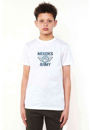 Shawn Mendes Army Baskılı Unisex Çocuk Beyaz Tshirt