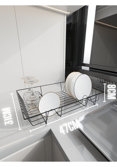 Suntel Suntel Mat Siyah Tek Katlı Bulaşıklık Tabaklık