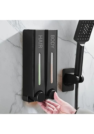 Bosphorusboutique02 Siyah B 350ml Duvar Montaj Sabun Dağıtıcı, 3 Adet, Otel/banyo/mutfak, El Yıkama, Duş Jeli/şampuan, Delme İzleri Olmadan Kurulum, Ev Kullanımı Siyah