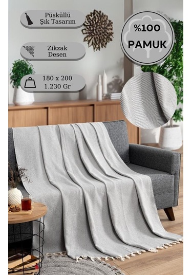 Battaniye Pamuk Miren 180x200 Cm Gri