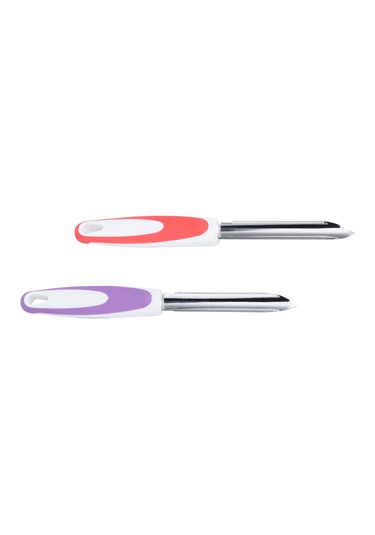 Dofolink Stok Mutfak Aleti: Çelik Biber, Meyve, Sebze Çekirdek Çıkarıcı - Hızlı Kullanım, Oranj-mor Renkli 2 Adet