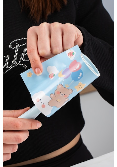 Porsima 3105 Kedi Köpek Tüy Toplayıcı Rulo + 10 Adet Rulo + 2 Adet Tutma Aparatı Toplam 300 Yaprak Mavi Mavi