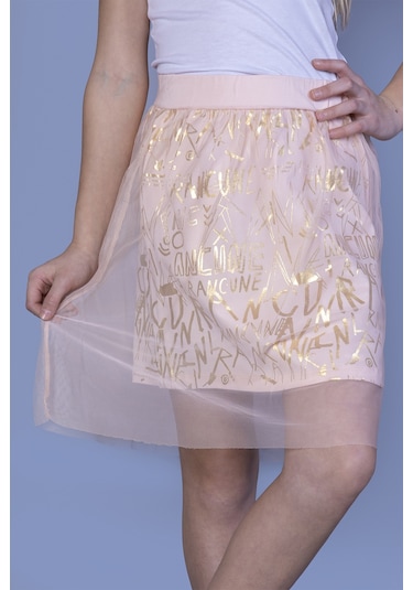 Toontoy Kız Çocuk Varak Baskılı Dantelli Etek Kırmızı