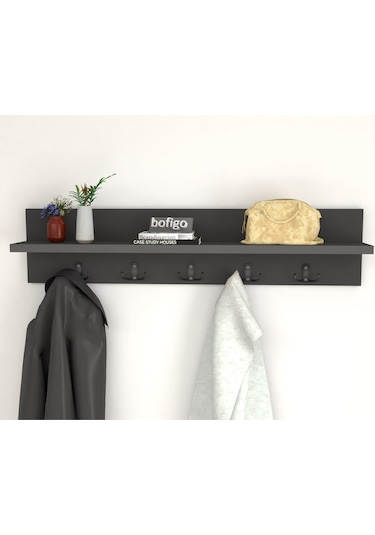 Bofigo Portmanto Duvar Askılığı Elbise Askılığı 80 CM Antrasit