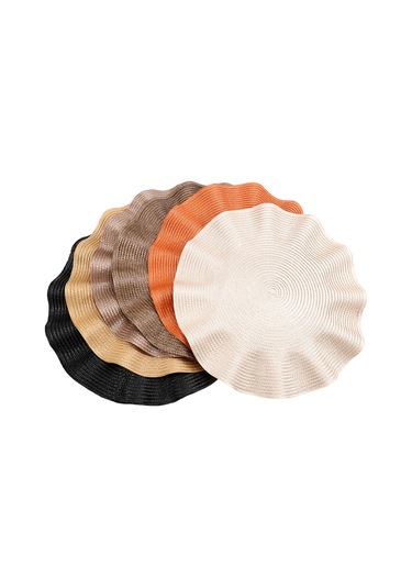 6 Adet 38 Cm Yuvarlak Amerikan Servisi, Dokuma Tasarım, Isıya Dayanıklı, Kaymaz, Diğer