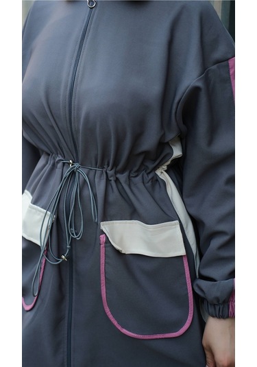 Tesettür Eşofman Takımı Fermuarlı Ikili Takımı Antrasit 450 Antrasit