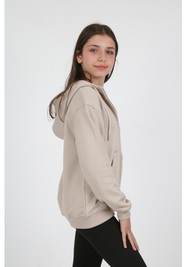 Toontoy Kız Çocuk Cep Üstü New Coll Nakışlı Hırka Bej