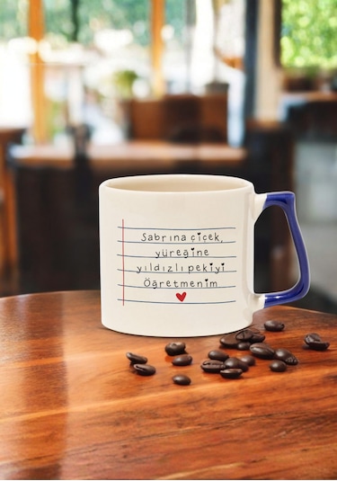 Öğretmenler Günü Kişiye Özel Renkli Kulplu Öğretmen Kupası Lacivert