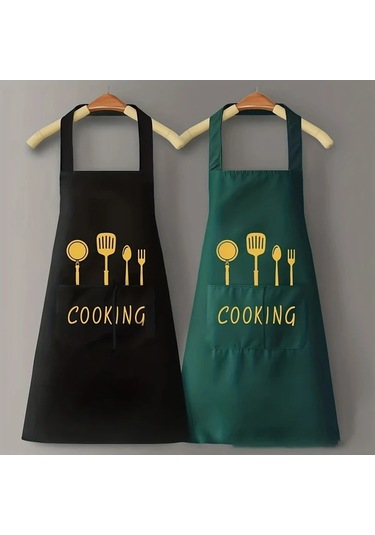 Awesomestore Koyu Yeşil Cep Detaylı 28.3x25.5 İnç Kafe Restoran Önlüğü Koyu Yeşil