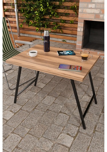 Steel Design Katlanabilir Kamp Masası 60x45 Cm Taşınabilir Bahçe, Balkon, Piknik Ve Kamp Masası Katlanır Portatif Masa + Taşıma Çantası Hediye Ceviz