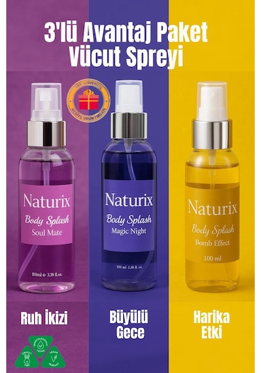 3'lü Body Splash Seti Soul Mate Angel - Magic Night Noir - Bomb Effect Bombshell 100 Ml