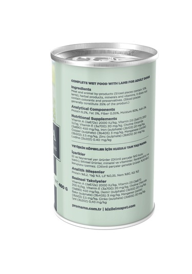 Promama Cynergy Kuzu Etli Yaş Konserve Yetişkin Köpek Maması 400 Gr 36'lı Koli