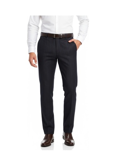 Erkek Regular Fit Çizgili Kumaş Pantolon Likra Kumaş Bgl-st05037 Siyah