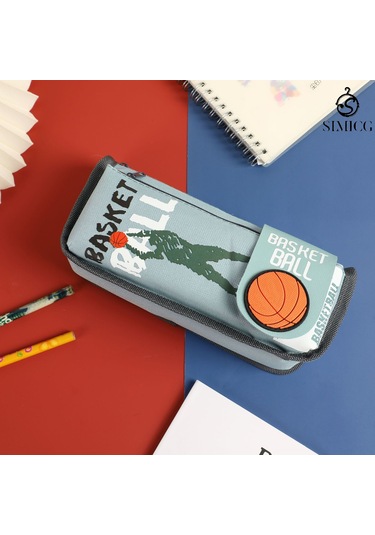 Karikatür Çift Katmanlı Basit Büyük Kapasiteli Öğrenci Kırtasiye Çantası Yeşil