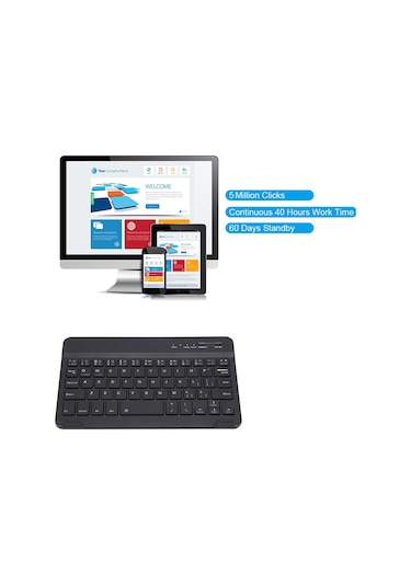 Shineyee Siyah Ultra İnce Tüm Metal Bluetooth 3.0 Klavye - Windows/android/ios Uyumlu, Taşınabilir, Sessiz Tuş, Su Ve Toz Dayanıklı
