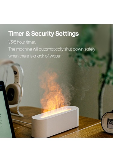 Dianziye Siyah Usb Ev Odası Nemlendirici, 150ml Hacim, 1h/3h/5h Zamanlayıcı, Renkli Alev Işıklı Tablo Üstü Aromaterapi Makinesi