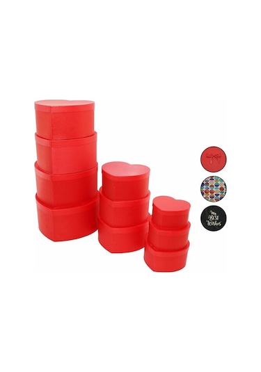 10pcs Boy Kalpli - Renkli Karton Hediye Kutusu - Kurdelalı 16-18