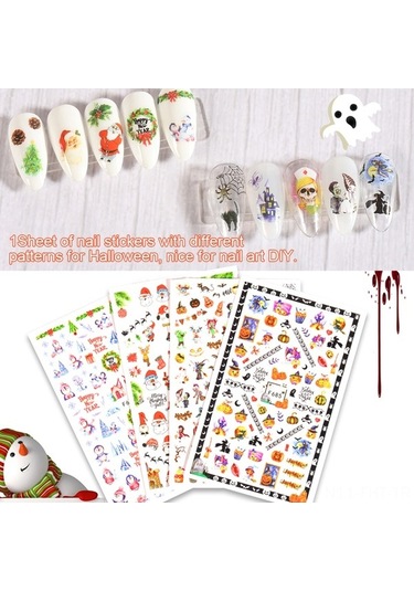 Fastbuy Halloween Tırnak Sticker Seti - 691 Desenli Kağıt Tırnak Sanatı, Ev/salon Dekoru