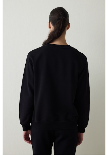 Penti Siyah Bisiklet Yaka Oversize Spor Sweatshirt