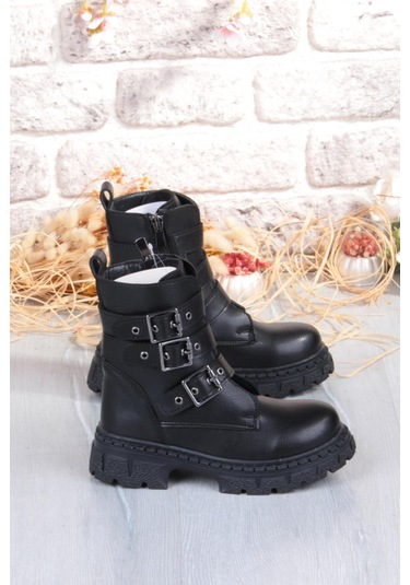 Fort Cool Caneda Anatomik Sıcak Astar Kaymaz Taban Kız Çocuk Bot Siyah