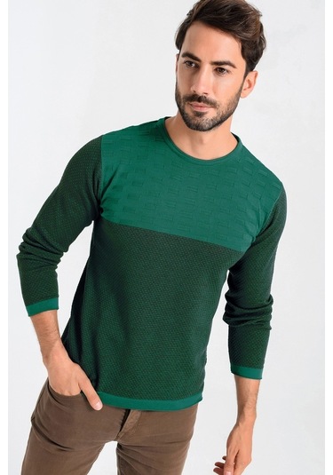 Heyss Bisiklet (Sosis) Yaka Yeşil Erkek Triko Kazak Yeşil