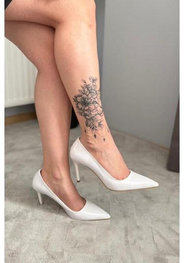Preshley Kadın Adel Beyaz Rugan İnce Topuklu Stiletto Beyaz